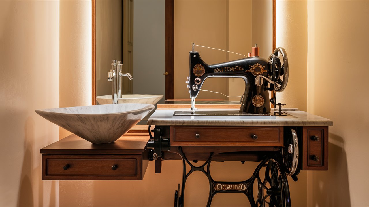 How to Build a DIY Sewing Machine Bathroom Vanity